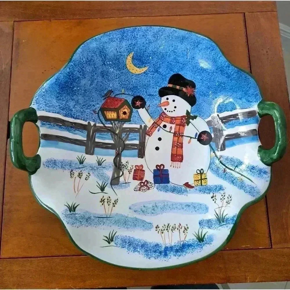 SNOWMAN BOWL WITH HANDLES  STYLE-EYES BY BAUM BROS - Picture 1 of 5
